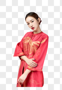 红妆美女与梅花图片