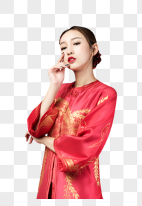 红妆美女与梅花图片