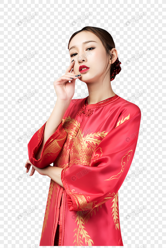 红妆美女与梅花图片