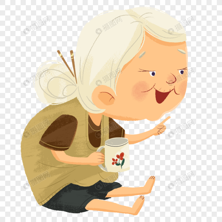 免抠元素 手绘/卡通元素 老婆婆.png