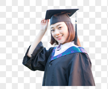 大学生毕业穿着学士服开心毕业的大学生素材