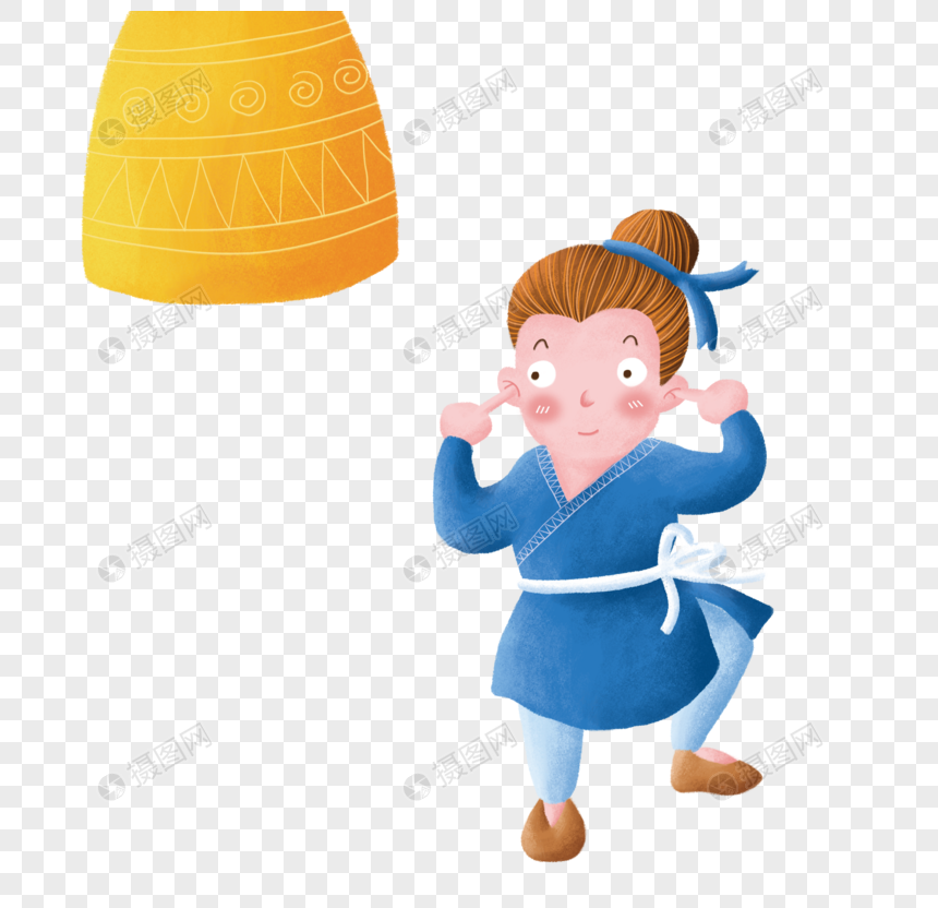 免抠元素 手绘/卡通元素 掩耳盗铃.psd