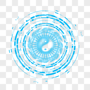 蓝色圆环八卦阵法纹路高清图片