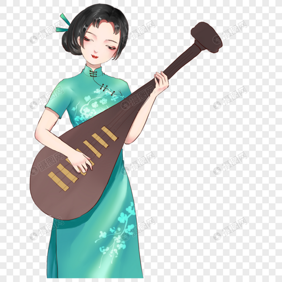 女孩在弹琵琶