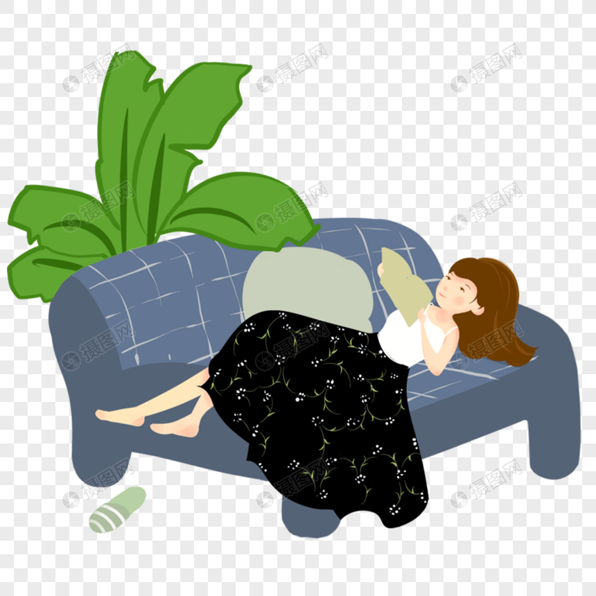 女人躺在沙发图片