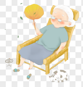 坐在躺椅上的老奶奶图片