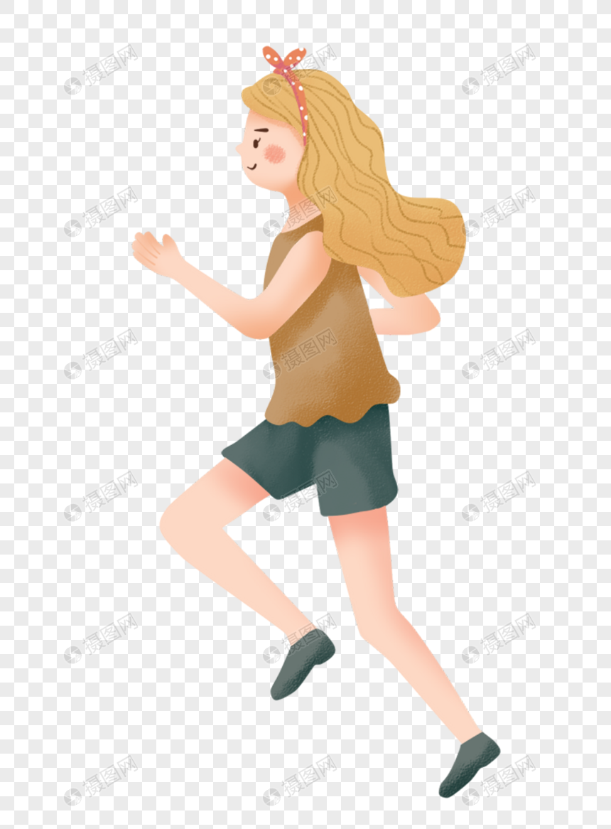 女孩跑步元素素材下载-正版素材400378507-摄图网