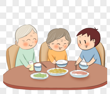 和爷爷奶奶一起吃饭图片