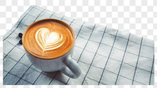 咖啡拉花与咖啡豆图片