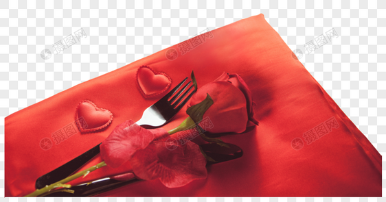 玫瑰与餐具图片