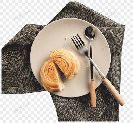 餐补面包与刀叉图片