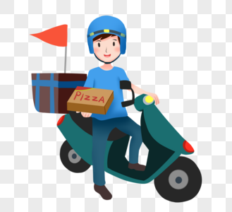 外卖员骑摩托送食物高清图片