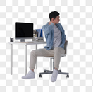 年轻白领办公桌前锻炼放松图片