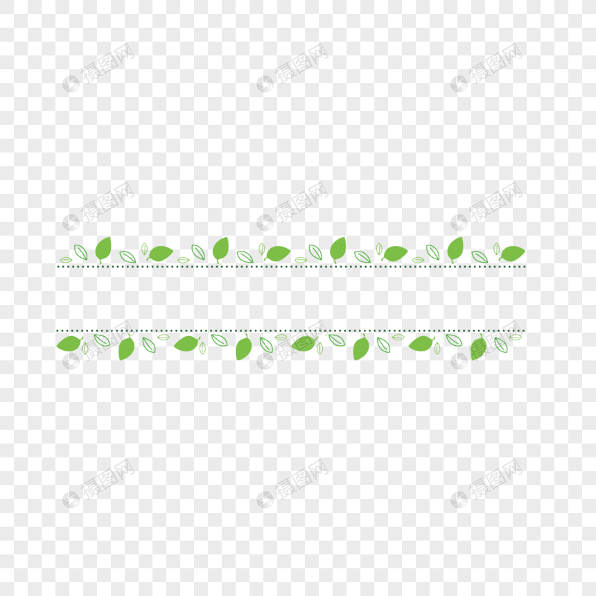 绿色叶子虚线边框元素素材PNG格式_设计素材