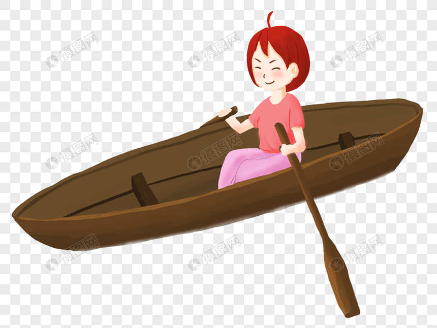 划船的小女孩图片