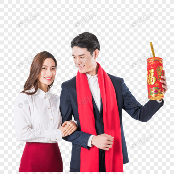 年轻夫妇过新年图片