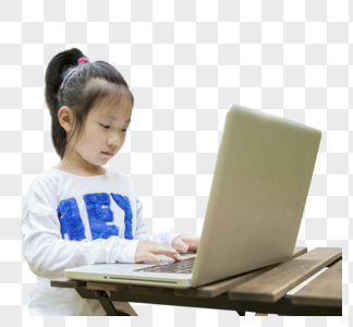 女孩在学习电脑图片
