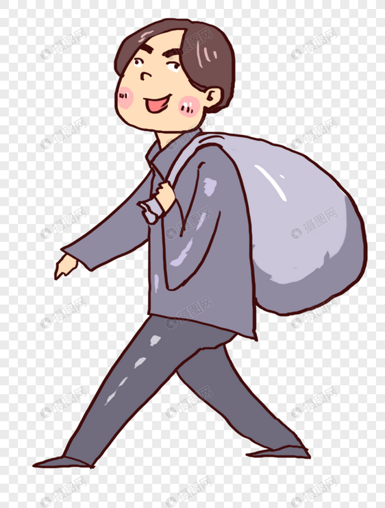 背袋子的男孩