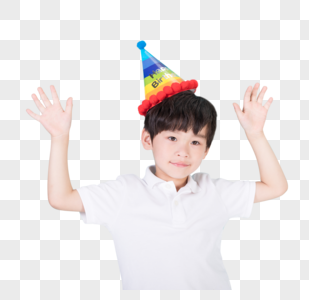 头戴生日帽的小男孩儿童童年高清图片