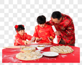 新年孩子们在包饺子图片