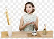 民国风古典美女演绎茶文化图片