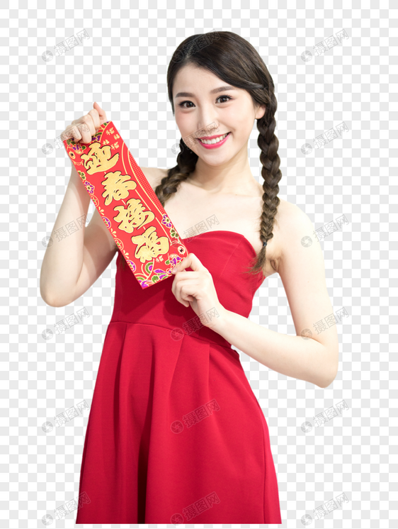 拿着中国结的新年女性图片