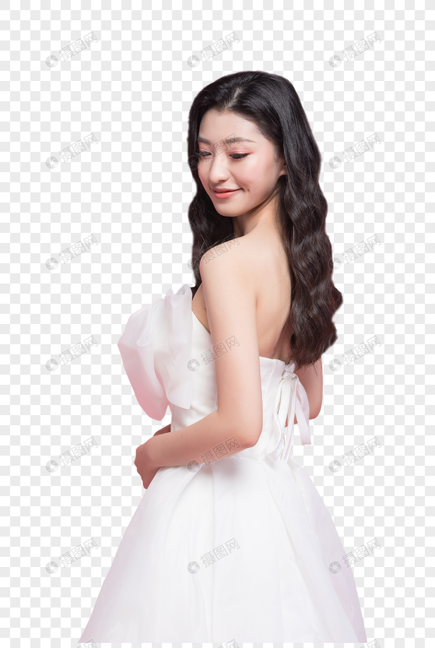 小清新美女穿婚纱图片