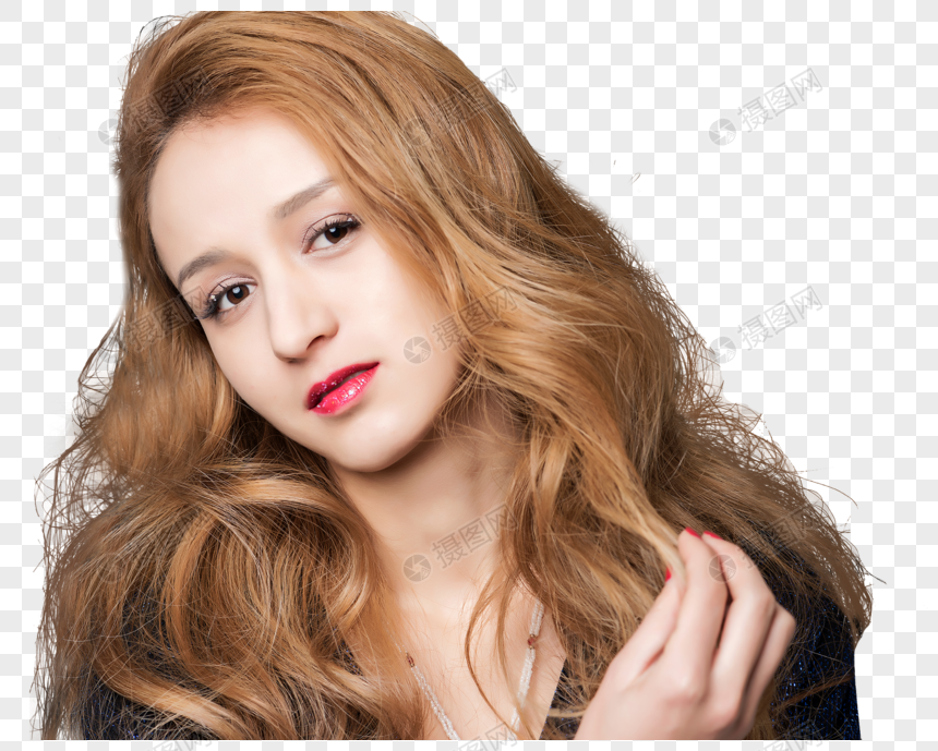 外国美女成熟美妆元素素材PNG格式_设计素材