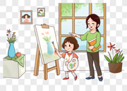 学习绘画的孩子图片