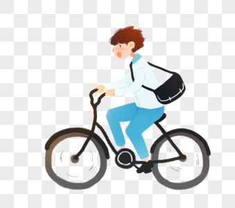 骑自行车上学的学生高清图片