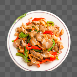 清香蘑菇炒肉高清图片