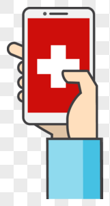 手掌与手机红十字标志高清图片