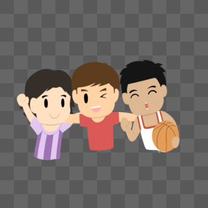 手绘三人篮球图片