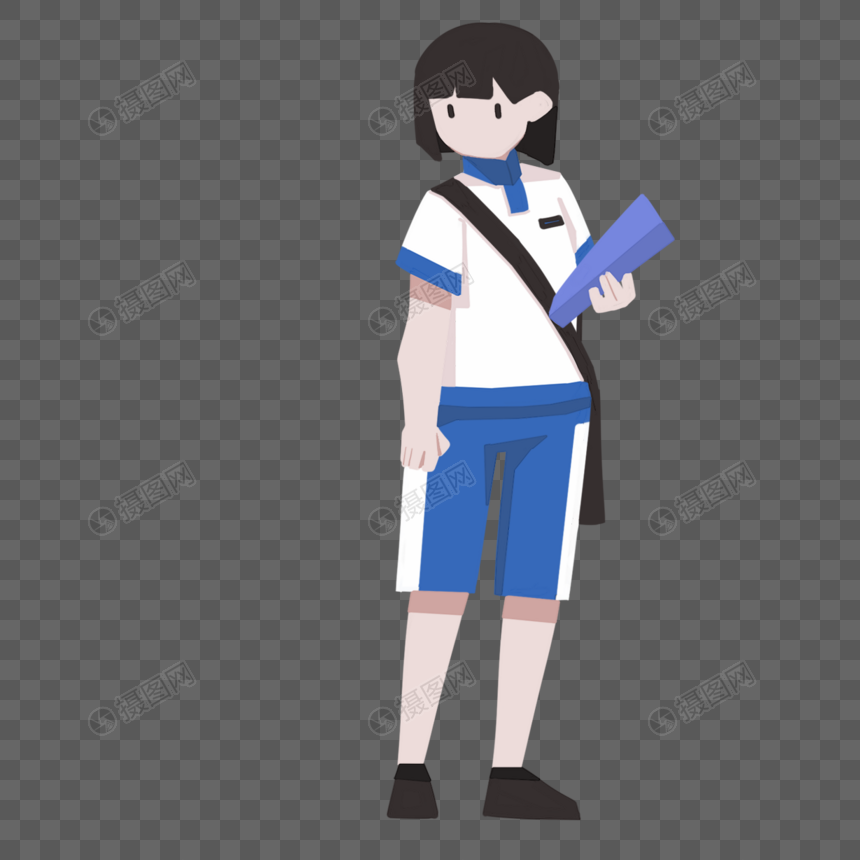 手绘穿学生装的女孩