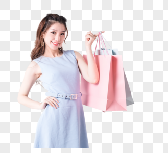 购物狂欢展示购物袋的女性高清图片