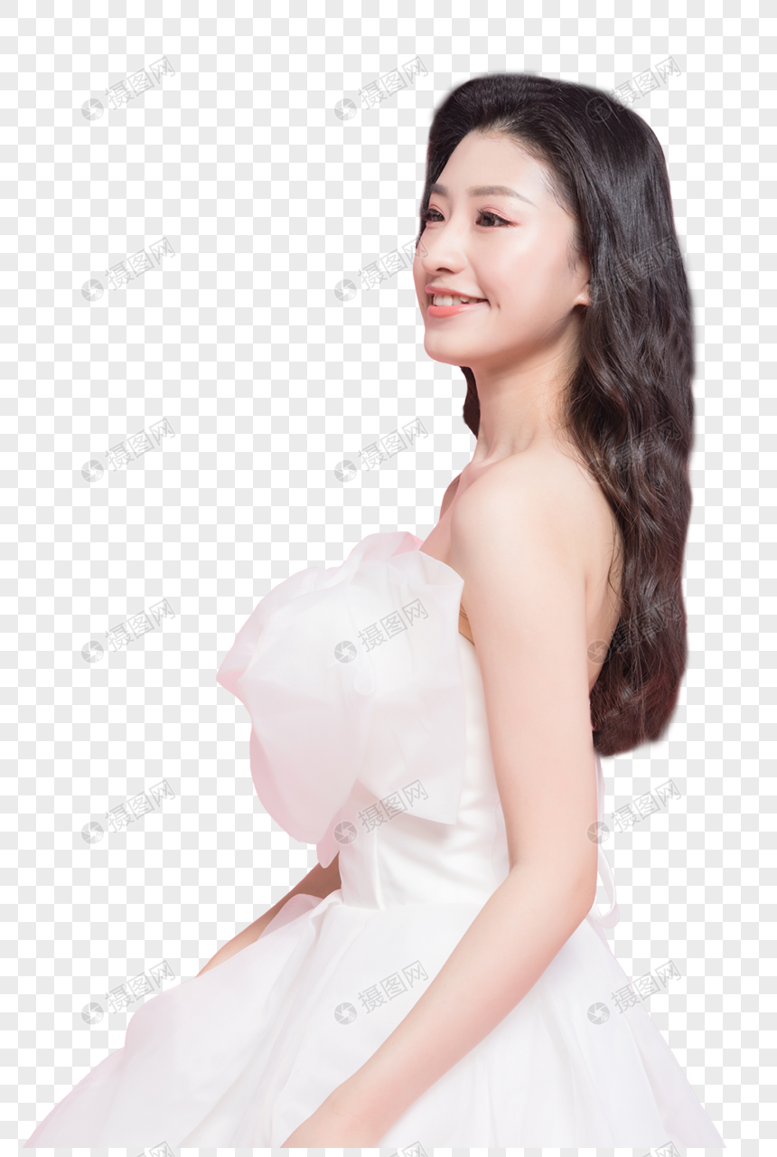 小清新美女穿婚纱图片