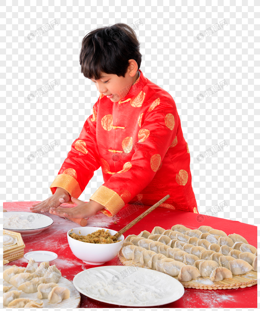 新年孩子们在包饺子图片