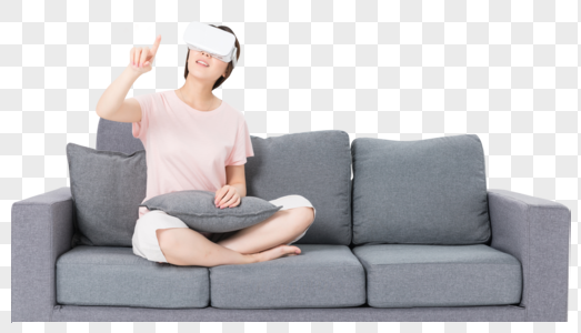 居家女性使用Vr眼镜图片