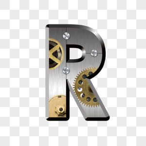 金属字母R齿轮字母H高清图片