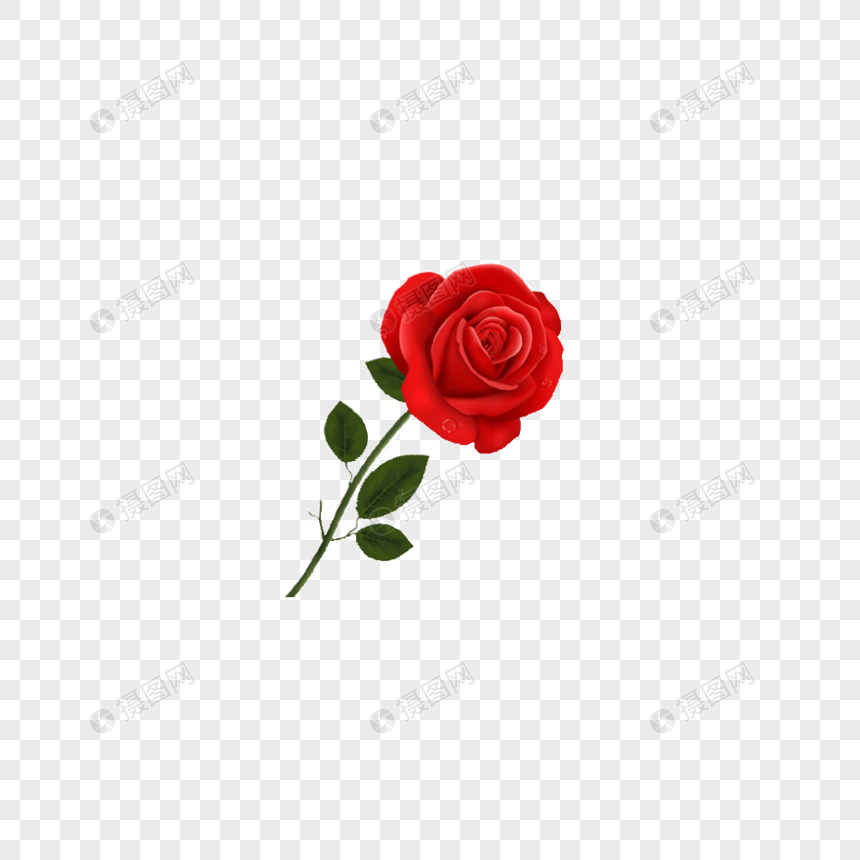 一朵玫瑰花元素素材png格式_设计素材免费下