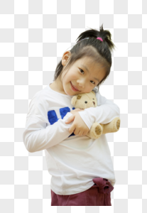 女孩子抱着玩具熊图片