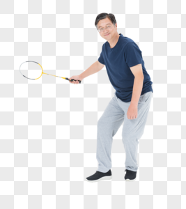 老年人运动健身打羽毛球图片