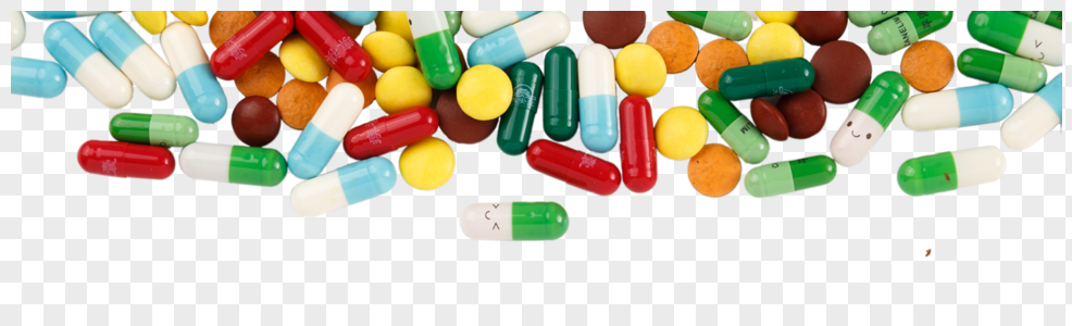 各种颜色彩色的药片和胶囊高清图片