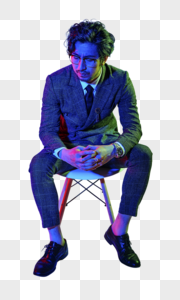 商务男性色彩创意休闲坐姿图片