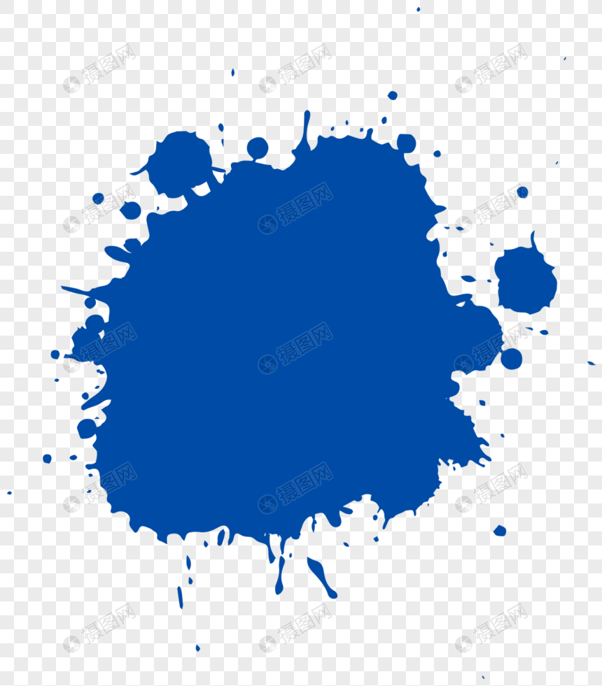 蓝色水彩颜料元素素材psd格式_设计素材免费