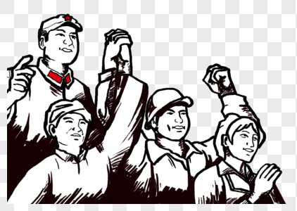 劳动人民手绘素描图片素材