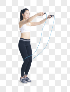 跳绳运动的健身女性高清图片