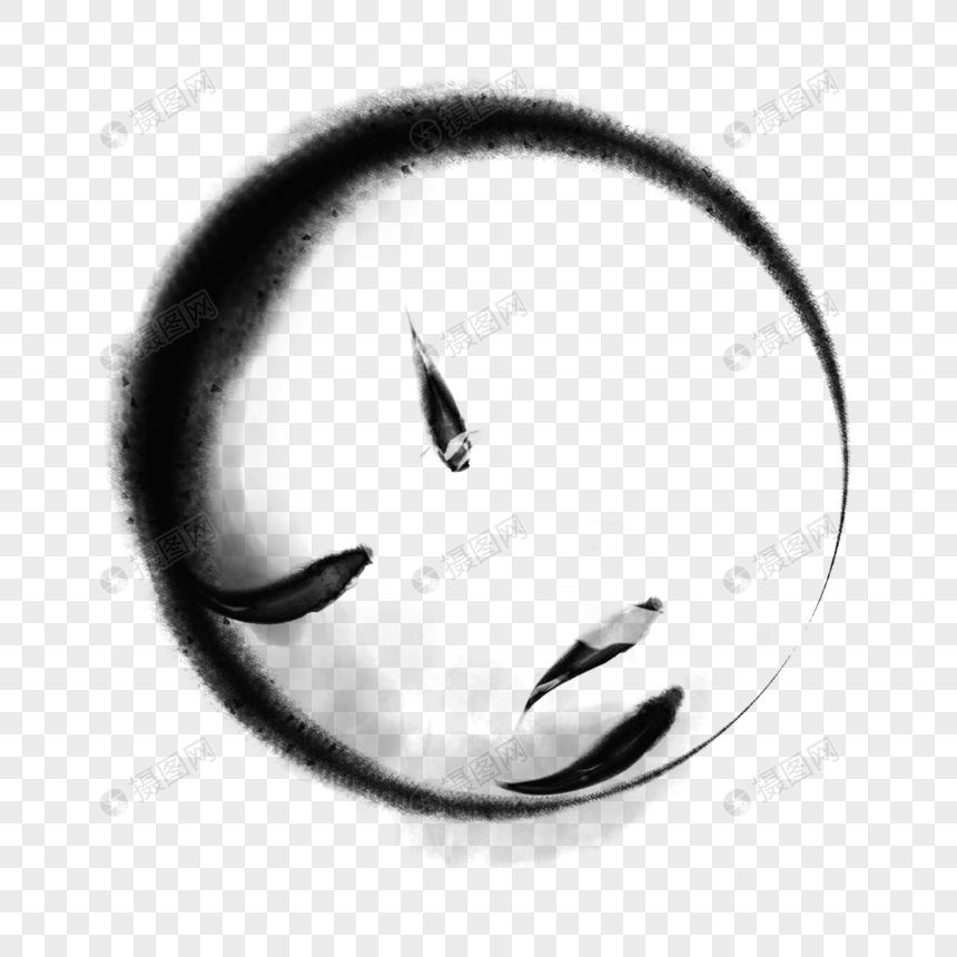 古风水墨圆圈元素素材psd格式_设计素材免费
