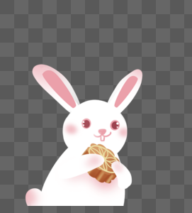 吃月饼的兔子图片