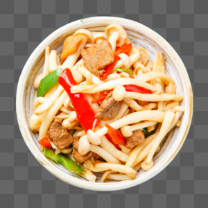 海鲜菇炒肉清香蘑菇炒肉高清图片